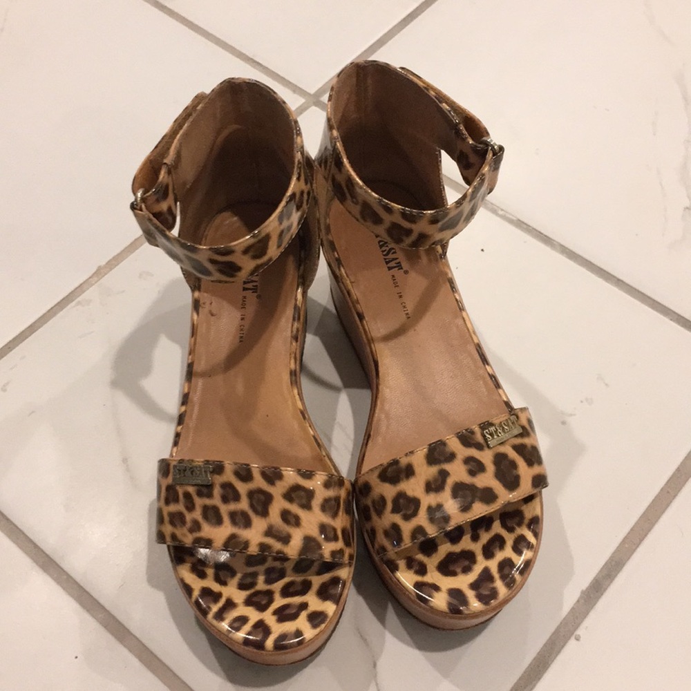 Leopard patent platform sandals 5